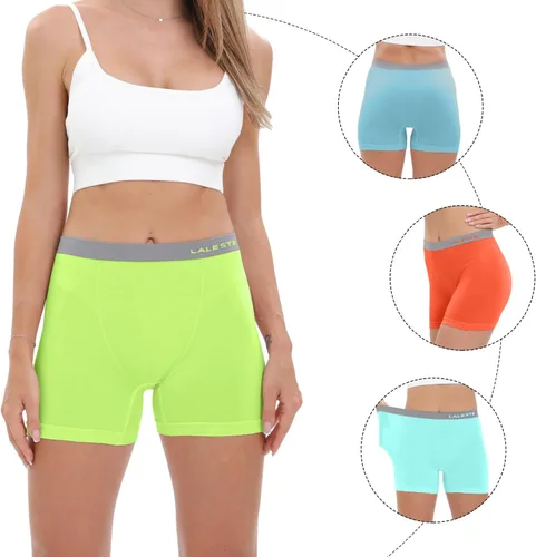 Vista 2 de LALESTE Calzoncillos tipo bóxer de algodón para mujer, con entrepierna de 3 pulgadas, paquete de 5