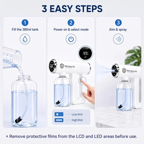 Vista 7 de Nano Mist Spray, pistola de pulverización nano inalámbrica de mano Blanco Ártico