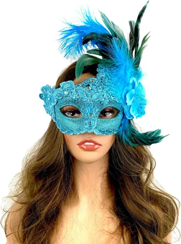 Vista 26 de Máscara de plumas venecianas para mujer, disfraz de Halloween, Mardi Gras, cosplay, fiesta de boda