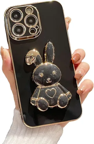 Vista 20 de Funda con soporte de conejo de corazón para Xiaomi Redmi A1, galvanizado suave TPU protector delgado a prueba de golpes con lindo conejito soporte