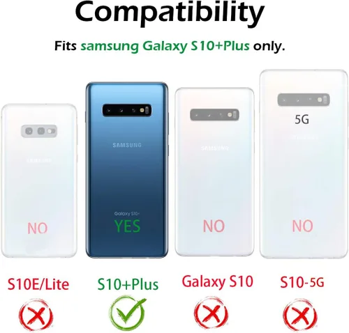 Vista 8 de Dexnor Funda para Galaxy S10 Plus con protector de pantalla, transparente, resistente, de cuerpo completo, a prueba de golpes, parte trasera dura