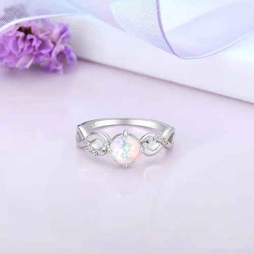 Vista 4 de STARCHENIE Anillo de compromiso infinito para mujer, plata de ley 925, alianza de compromiso, boda, aniversario, joyería talla 5-10