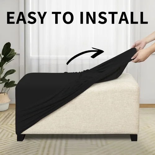 Vista 8 de Easy-Going Funda para Otomán Elástica 100% Doble Impermeable Rectangular Plegable Taburete de Almacenamiento Protector de Muebles Funda Suave