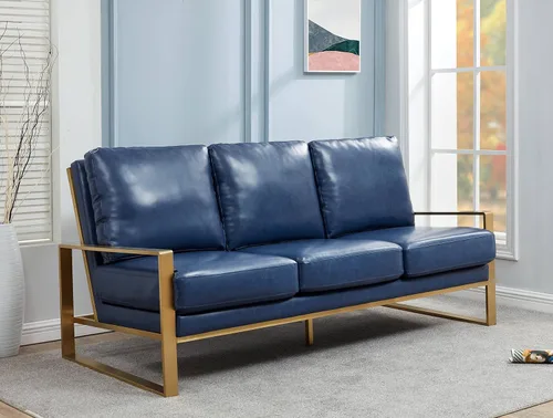 Vista 11 de LeisureMod Jefferson - Sofá moderno de terciopelo de 3 plazas con marco plateado, contemporáneo, para sala de estar, color beige