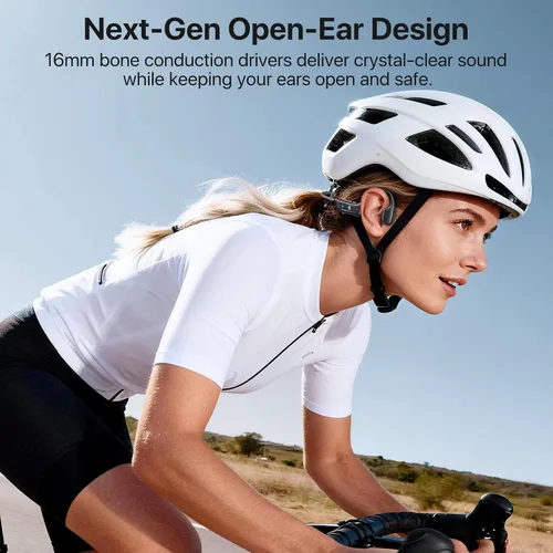 Vista 2 de Auriculares de conducción ósea, auriculares Bluetooth 5.4 de oreja abierta con micrófono, tiempo de reproducción de 10 horas, auriculares deportivos