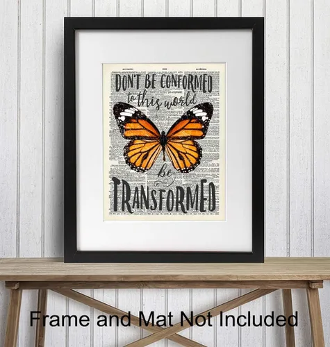 Vista 2 de Decoración de pared de mariposa, arte de diccionario reciclado, póster motivacional de 8 x 10 pulgadas para el hogar, dormitorio, oficina, regalo