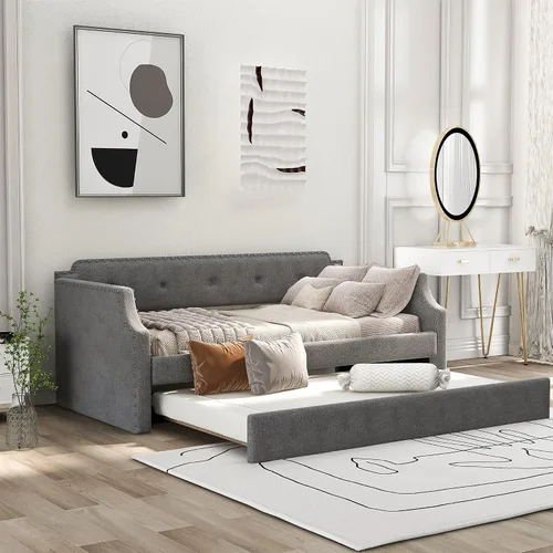 Vista 3 de Harper & Bright Designs Sofá cama doble con nido, sofá cama tapizada con nido, sofá cama nido tamaño individual para dormitorio, sala de estar,