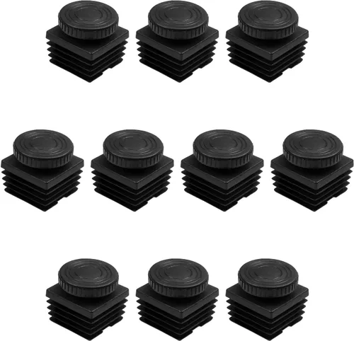 Vista 9 de MroMax 10 juegos de pies de nivelación ajustables de 0.787 x 0.787 in de plástico de metal cuadrado tubo kit de inserción M8 hilo deslizamiento