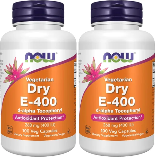 Vista 8 de NOW Suplementos, vitamina E-400 IU D-alfa tocoferilo, protección seca y antioxidante*, 100 cápsulas vegetales