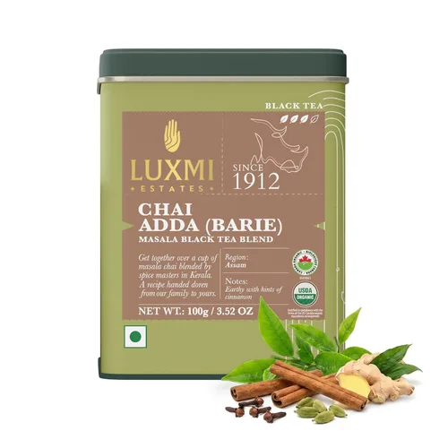 Vista 14 de Luxmi Estates Assam Gold Chai 100 gm Colección Signature India Té CTC Colección de té negro Antioxidantes Té Assam Valley Cardamomo