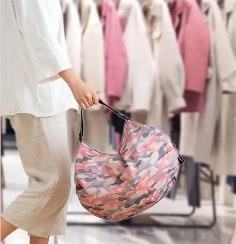 Vista 3 de 2 bolsas de comestibles reutilizables con asas, plegables y lavables, bolsas de compras impermeables de gran capacidad