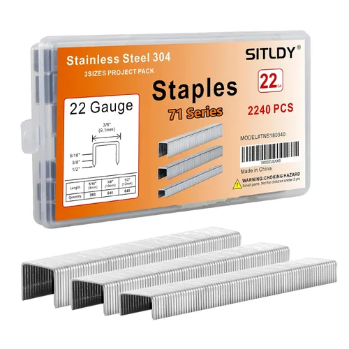 Vista 6 de 71 Series 3/8 Inch Crown 22 Gauge 304 Stainless Steel Staples 2300-Count 1/2" Length for 71 Series Staple Gun