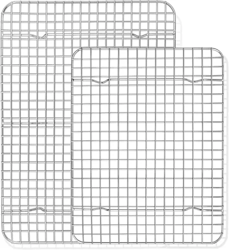 Vista 11 de TeamFar Juego de 2 mini rejillas de enfriamiento, acero inoxidable 8.75'' x 6.25'' rejilla de parrilla para horno tostador para hornear, asar, asar