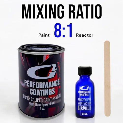 Vista 4 de Kit de pintura para pinzas de freno G2 de alta temperatura - Alto brillo, resistente al desgaste y al calor, sistema de pintura epoxi - Se seca Negro