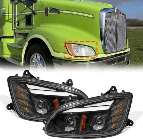 Vista 2 de High Soar Conjunto de faros delanteros LED para Kenworth T170 T270 T370 T440 T470 T470 T660 T800, repuesto delantero izquierdo y derecho (un par)
