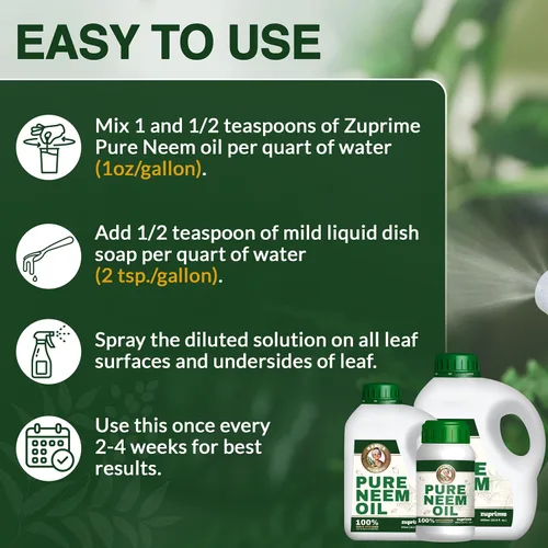 Vista 4 de Aceite de Neem Puro de Nani's para Plantas Concentrado - Diluir para Usar como Spray de Aceite de Neem Orgánico para Plantas, Uso Exterior e