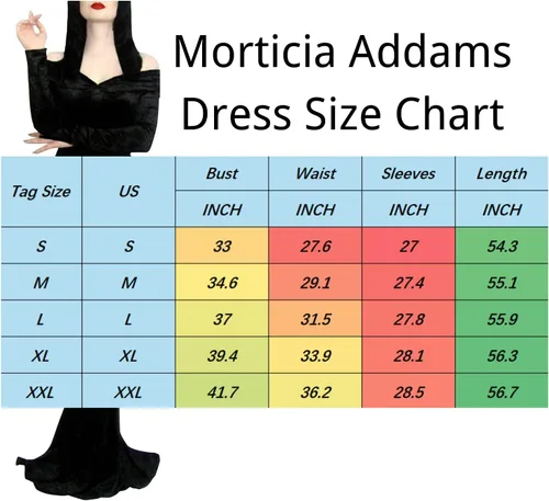 Vista 2 de ICEYOU- Disfraz de Halloween de Morticia Addam de los Locos Addams, vestido, hombro descubierto, vestido partido, maxivestido