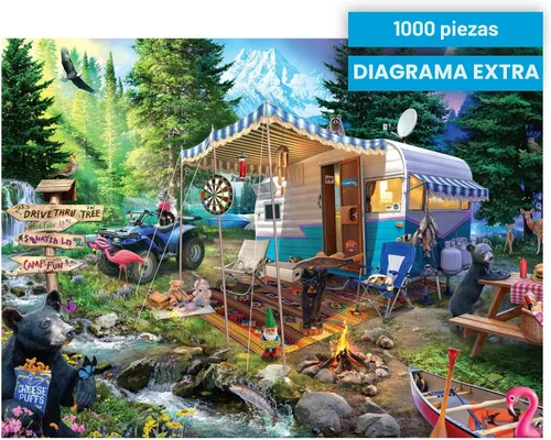 Vista 6 de Buffalo Games Jeff Haynie - Mountain Retreat - Rompecabezas de 1000 piezas, grande, multicolor, rectangular, piezas cortadas con precisión, póster a