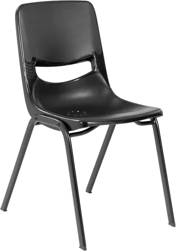 Vista 3 de EMMA + OLIVER Silla de aula negra apilable Flex Comfort Negro