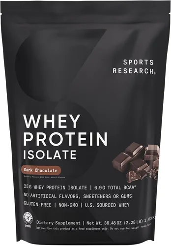 Vista 8 de Sports Research® 100% proteína de suero aislado de chocolate mantequilla de maní – Proteína en polvo de origen estadounidense con BCAA – Sin sabores