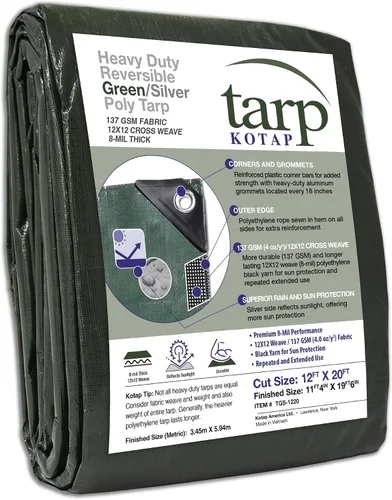 Vista 132 de Kotap TGS-0608 - Lona de polietileno reversible de 8 mil con protección UV, 6 pies X 8 pies, verde-plata