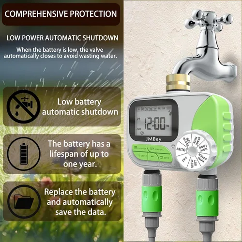 Vista 7 de Temporizador de agua para manguera de jardín de 2 zonas, temporizadores automáticos de manguera de grifo y sistema de riego para invernadero