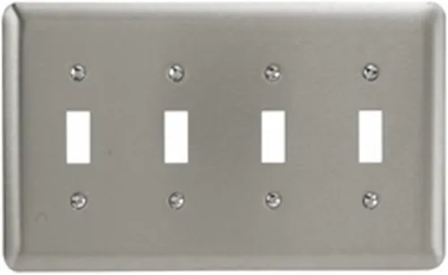 Vista 4 de Amerelle Devon Round Corner Single Rocker/Single Duplex Placa de pared de acero en níquel cepillado