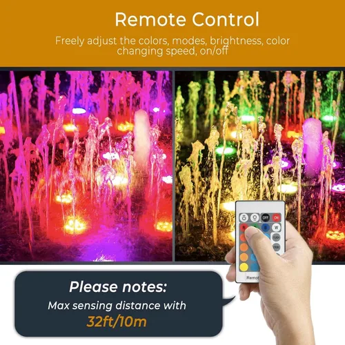 Vista 2 de SHOYO Luces de estanque que cambian de color, luces LED de 12 W, IP68, impermeables, subacuáticas, multicolor, regulables, fuente de memoria, focos