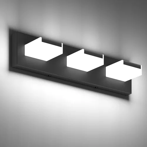 Vista 9 de Aipsun Moderna lámpara LED de tocador de baño con 3 luces, luz blanca de 6000 K sobre espejo