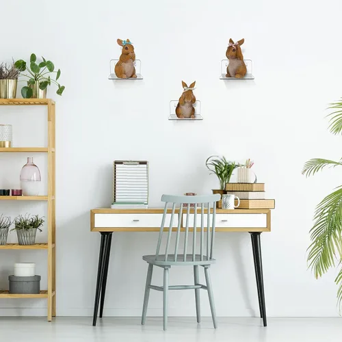 Vista 6 de Estante pequeño de acrílico, mini estante flotante de pared, estante de almacenamiento montado en la pared, para figuras pop, plantas, fotos