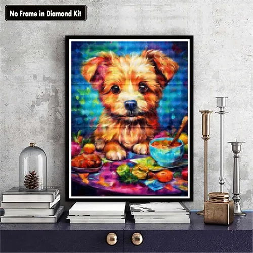 Vista 2 de Zariocy Kits de arte de diamantes 5D para adultos, cachorros, pintura de diamantes de bricolaje, arte redondo de perforación completa, pinturas