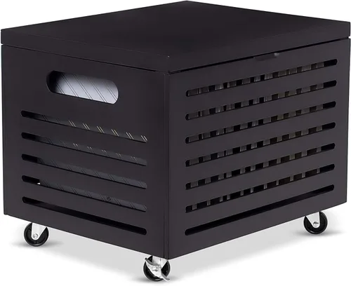 Vista 6 de BIRDROCK HOME Caja organizadora de almacenamiento de archivos rodante de bambú con tapa, archivador decorativo sobre ruedas, caja de archivos