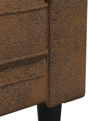 Vista 5 de vidaXL Sofá Chesterfield de 3 plazas, sofá tapizado con brazos enrollados, sofá Chesterfield, sofá para sala de estar, estilo moderno, tela marrón