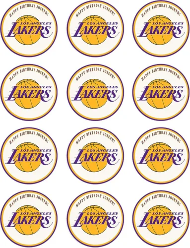Vista 3 de Los Angeles LA Lakers - Decoración comestible para cupcakes de 1.8" (20 piezas/hoja)