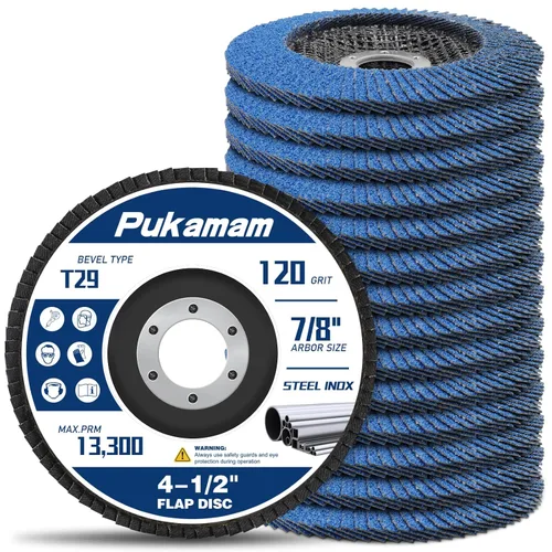 Vista 10 de 24 paquete de discos de solapa 4 1/2 para amoladora angular, grano 40 60 80 120, tipo 29, rueda de pulido de circonita para lijado de madera y metal