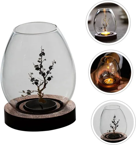 Vista 9 de Contenedor de vela transparente de vidrio para velas, cubierta de vela artesanal de vidrio, accesorio de decoración de velas, contenedor de cubierta