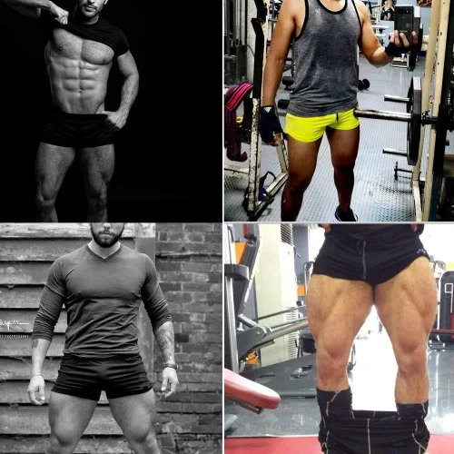 Vista 6 de palglg Pantalones cortos de culturismo para hombre de 3 pulgadas con cordón de entrepierna de algodón