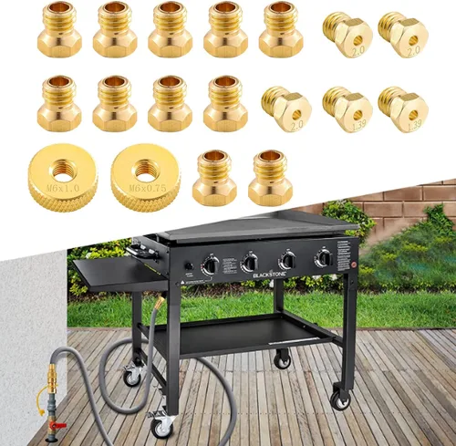 Vista 6 de Kit de conversión de boquillas de orificios de gas natural, kit de conversión de propano a gas natural, compatible con parrillas Blackstone de 28