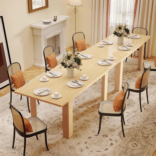 Vista 7 de Miereirl Mesa de comedor extensible de 59 a 77 pulgadas para 6 a 8, mesa de cocina rectangular que ahorra espacio con extensión fácil de sacar