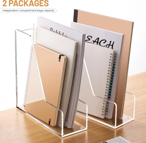 Vista 4 de YUXUN Soporte de acrílico para archivos, organizador de escritorio transparente para archivos, revistas, carpetas, cuadernos, sobres, almacenamiento