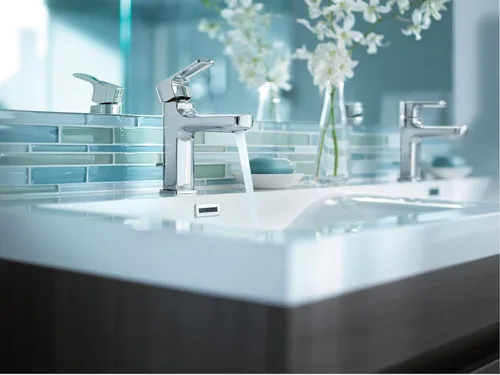 Vista 15 de Moen Rizon 6900 - Grifo de baño moderno cromado con una manija con montaje de drenaje, 6900