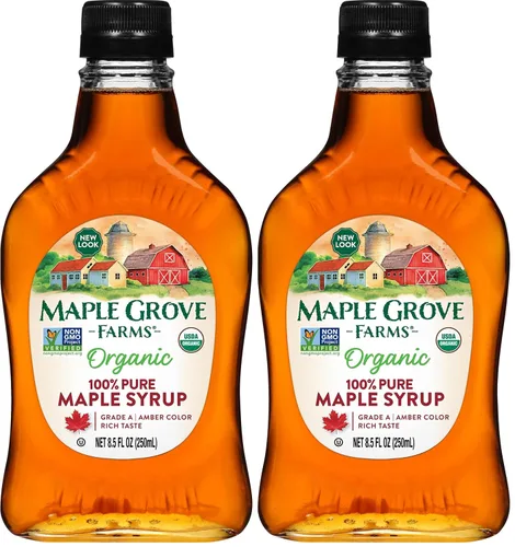 Vista 3 de Jarabe de arce orgánico puro Maple Grove Farms, grado A ámbar, 8.5 onzas