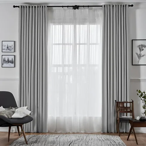 Vista 25 de Cortinas de lino sintético, 2 paneles de 50 pulgadas de ancho (tamaño personalizado, para pedidos personalizados), 17 opciones