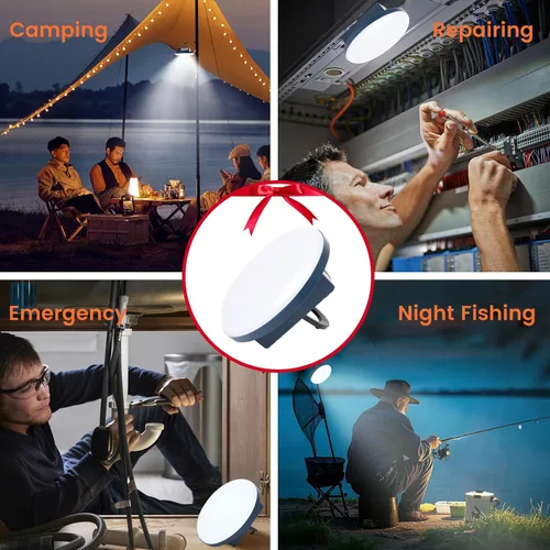 Vista 6 de Paquete de 2 luces de campamento de 12000 mAh, luz de tienda de campaña de 42 W, linterna portátil, linterna LED para campamento, luces de toldo al