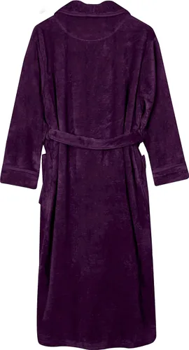 Vista 4 de NY Threads - Bata de baño de vellón para mujer con cuello tipo chal, bata larga y suave