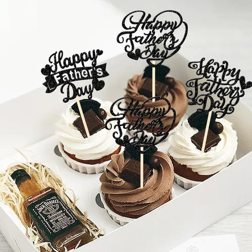 Vista 6 de 24 adornos para cupcakes con purpurina para el Día del Padre, con purpurina, corazón, amor, padre, mejor papá, decoración de cupcakes para feliz día