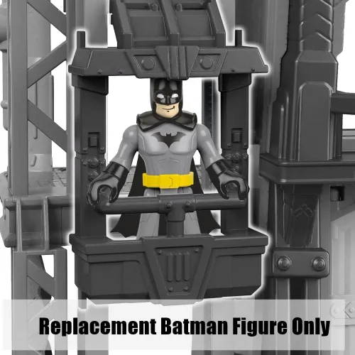 Vista 2 de Imaginext Pieza de repuesto Super Hero Flight City Playset - DHT62 ~ Figura de Batman de repuesto ~ Traje gris ~ Cinturón amarillo ~ Funciona