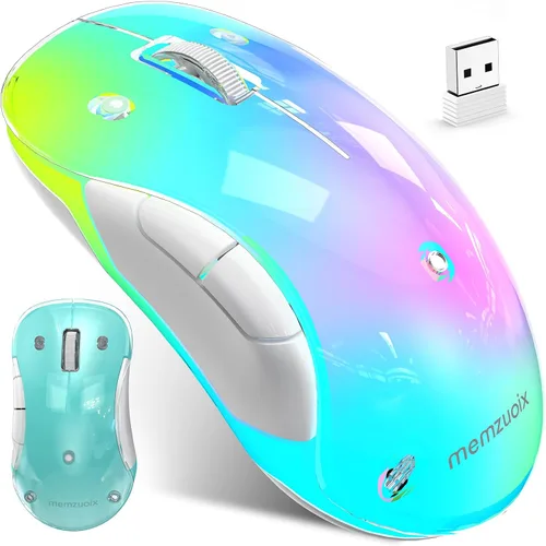 Vista 15 de Memzuoix ratón inalámbrico LED 2.4G, ratón recargable ergonómico con cubierta desmontable, ratón óptico portátil de 1200 DPI con receptor USB