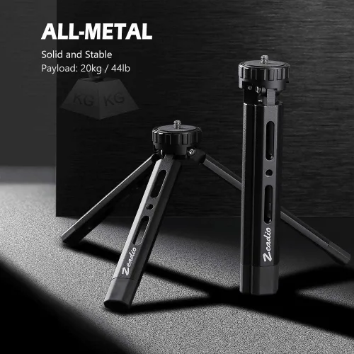 Vista 7 de Zeadio Trípode ajustable de metal, soporte de trípode de escritorio de 4 alturas ajustables, se adapta a Smooth 4, Crane Plus, Osmo Mobile, Ronin-S