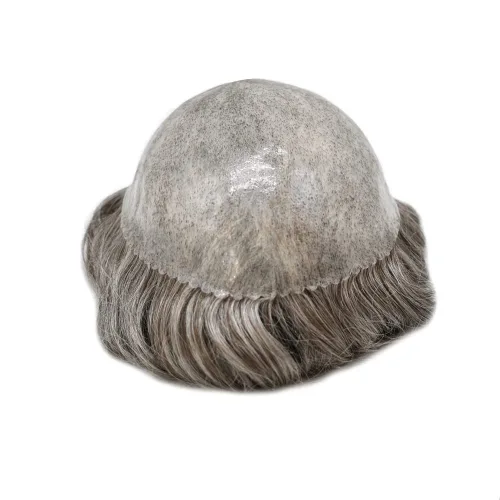Vista 140 de Toupee para hombre 100% cabello humano real tupé para hombres 0.004 in piel de poliuretano para hombre, sistema de reemplazo de piezas de pelo